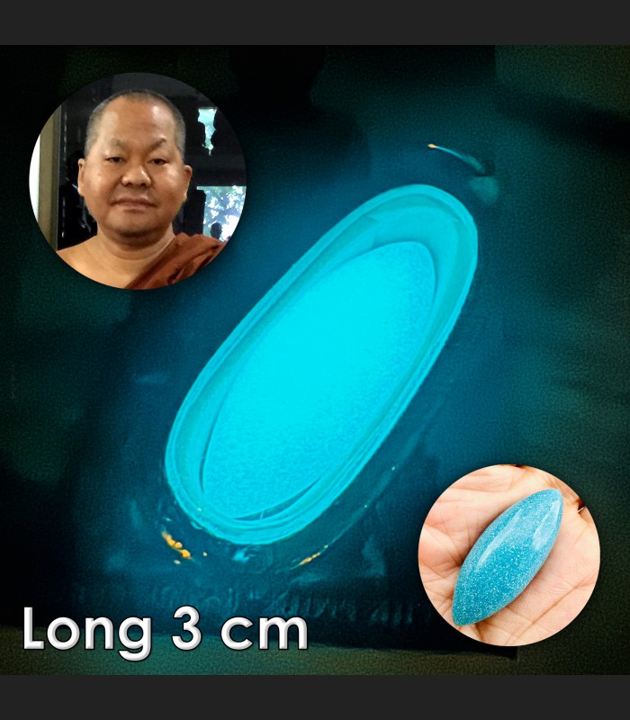 Great Lucky Protection Glow Leklai Rugby Blue Immortal Somporn Thai Amulet 18447